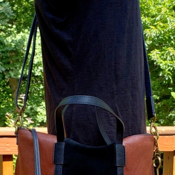 Black and Brown Fossil Skylar Satchel Crossbody, EUC main image 4
